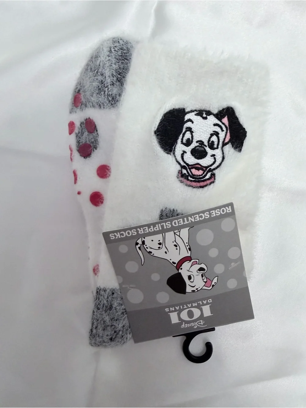 Disney 101 Dalmatians White, Gray & Pink Fuzzy Slipper Socks